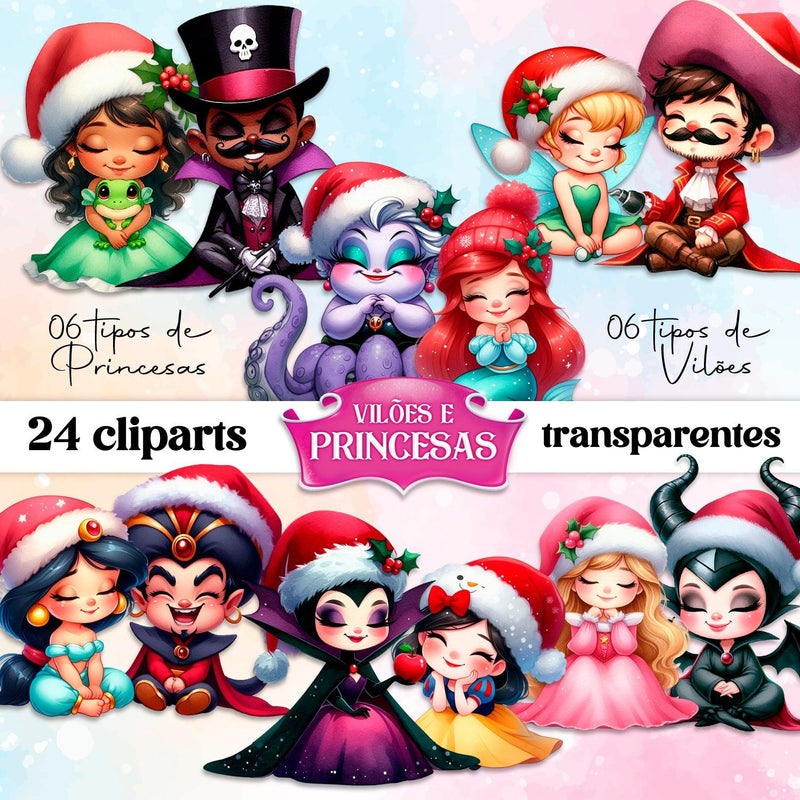 Natal Princesas & Vilões - Clipart