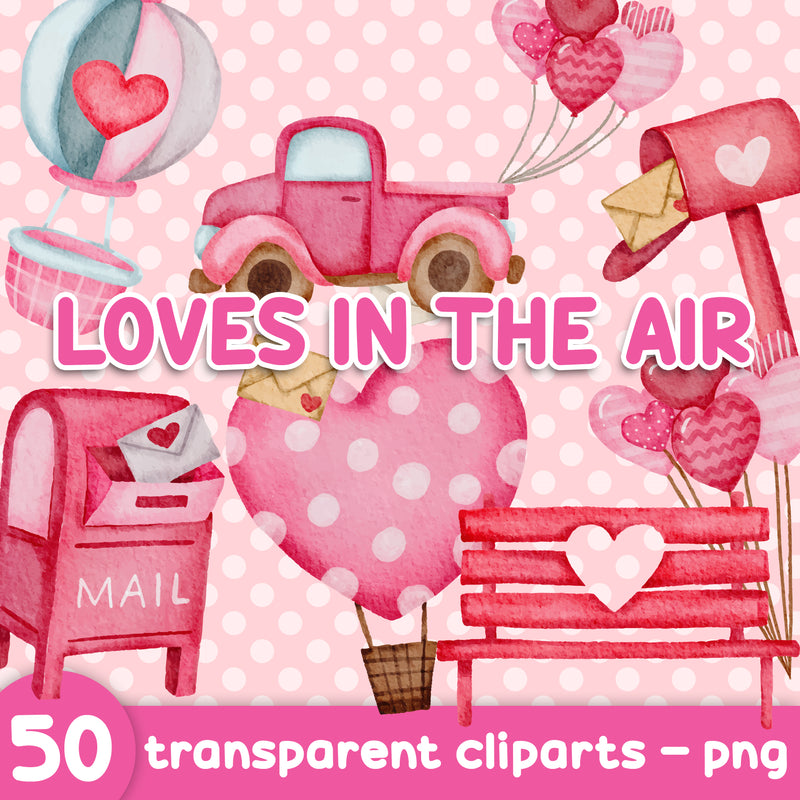 Dia dos Namorados Loves in the Air - Cliparts